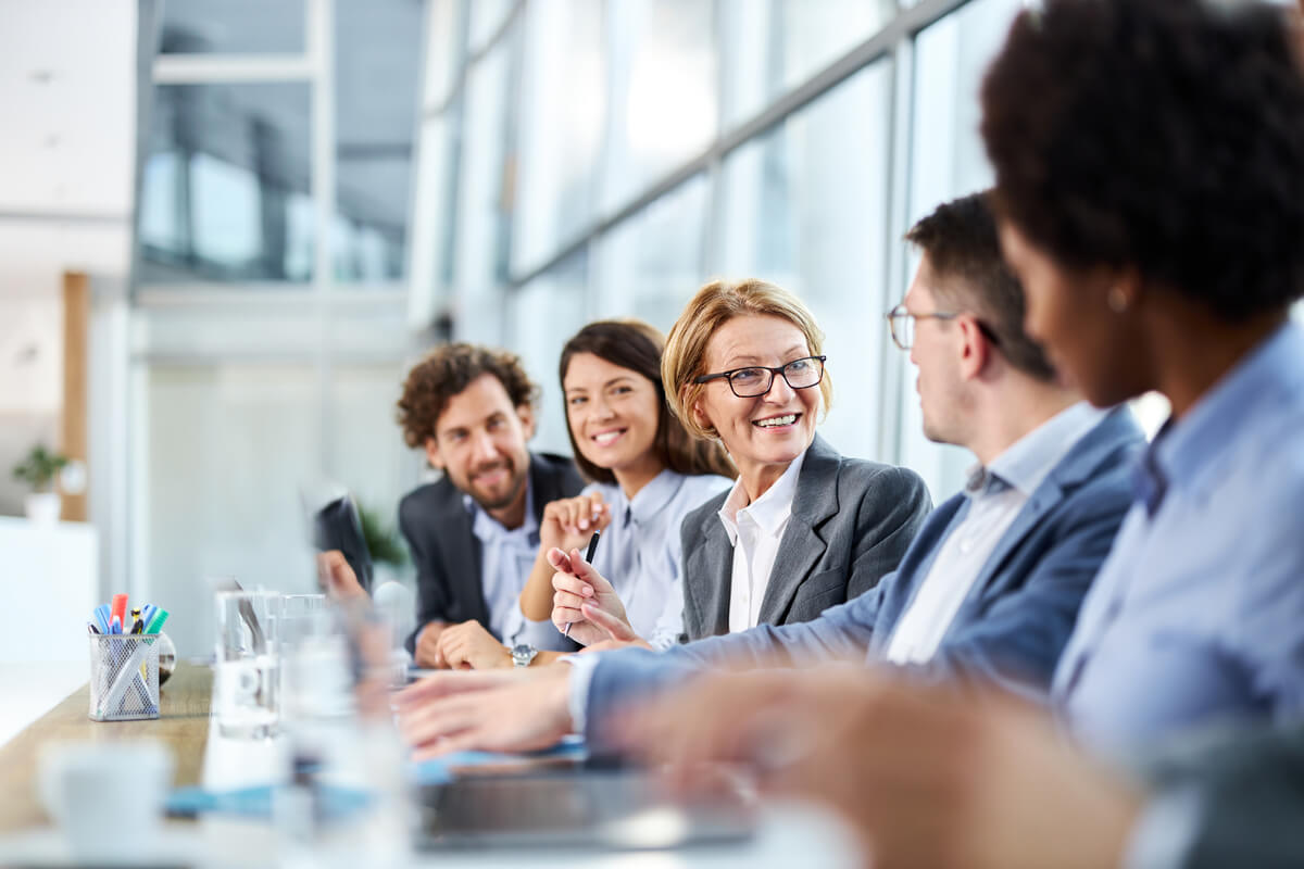 People smiling at an office